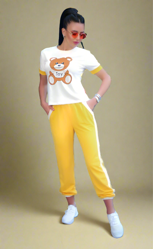 T-shirt und Hose Pyjama Teddybär-Zeichnung aus Baumwolle
