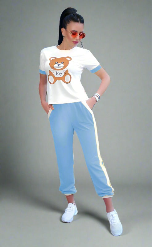 T-shirt und Hose Pyjama Teddybär-Zeichnung aus Baumwolle