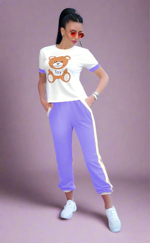 T-shirt und Hose Pyjama Teddybär-Zeichnung aus Baumwolle