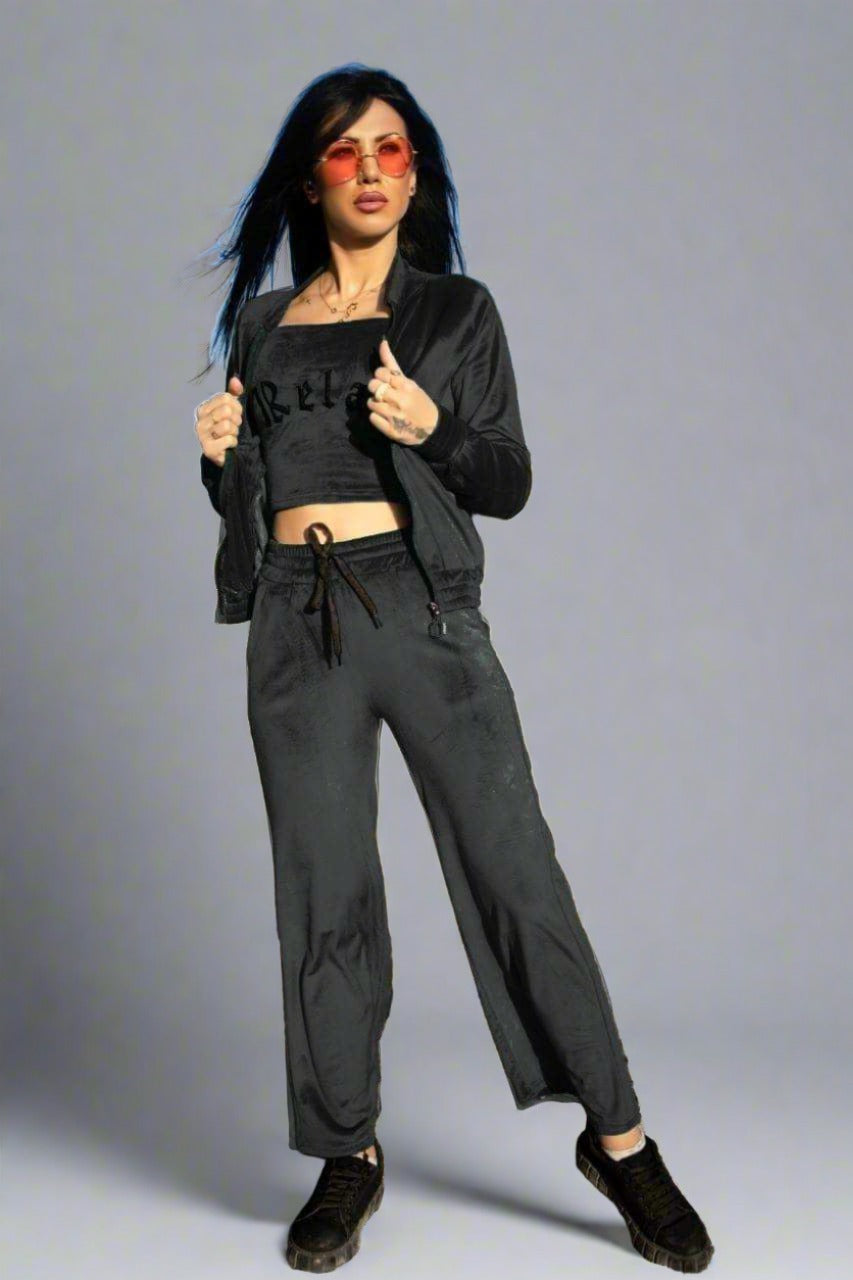 velvet Three Piece Set/Loose Set/Extravagant Women Set/Every day Woman Set - kleopatramarkt