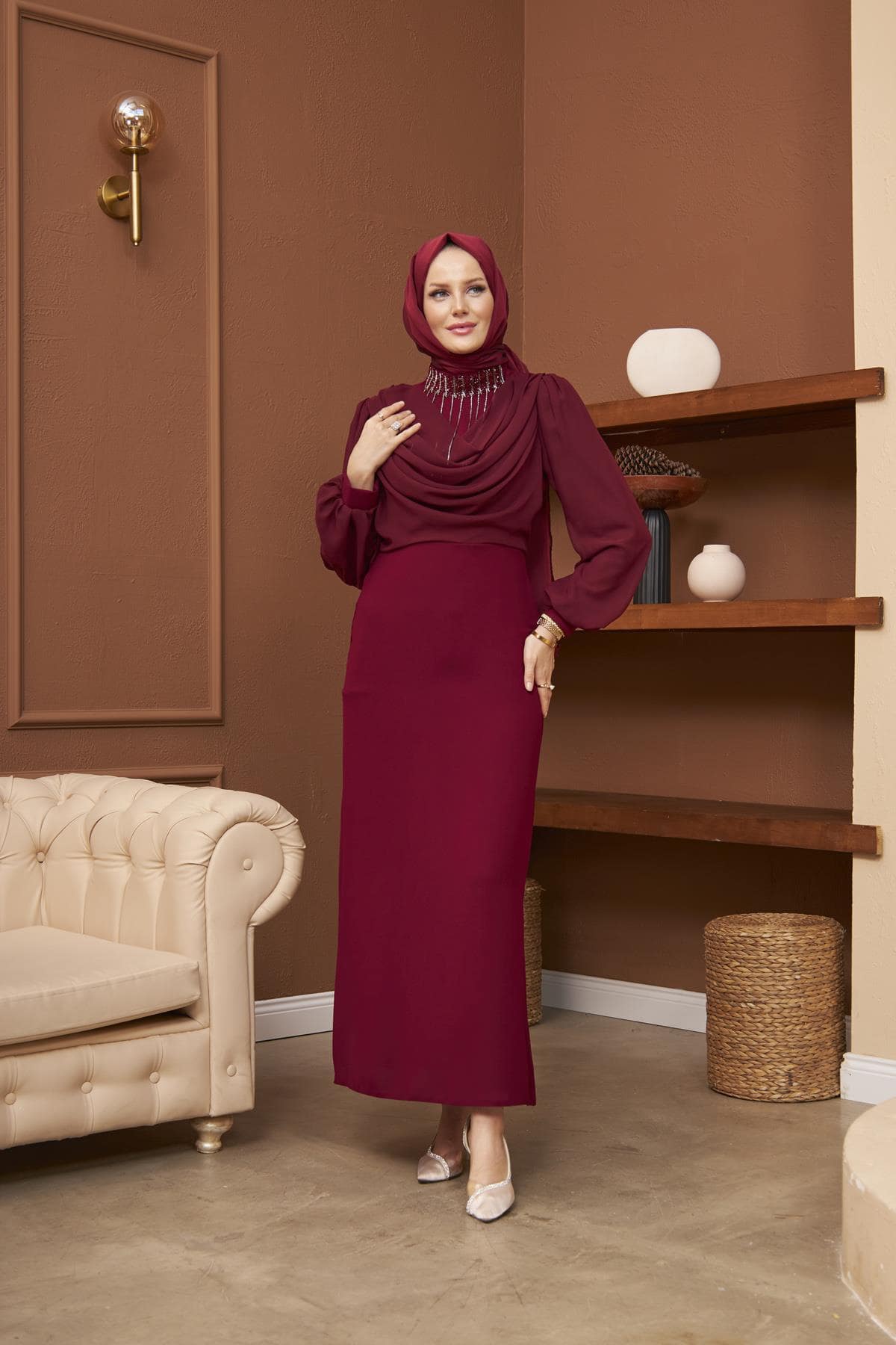 Anlässe damen maxikleid mit langen Ärmeln - kleopatramarkt