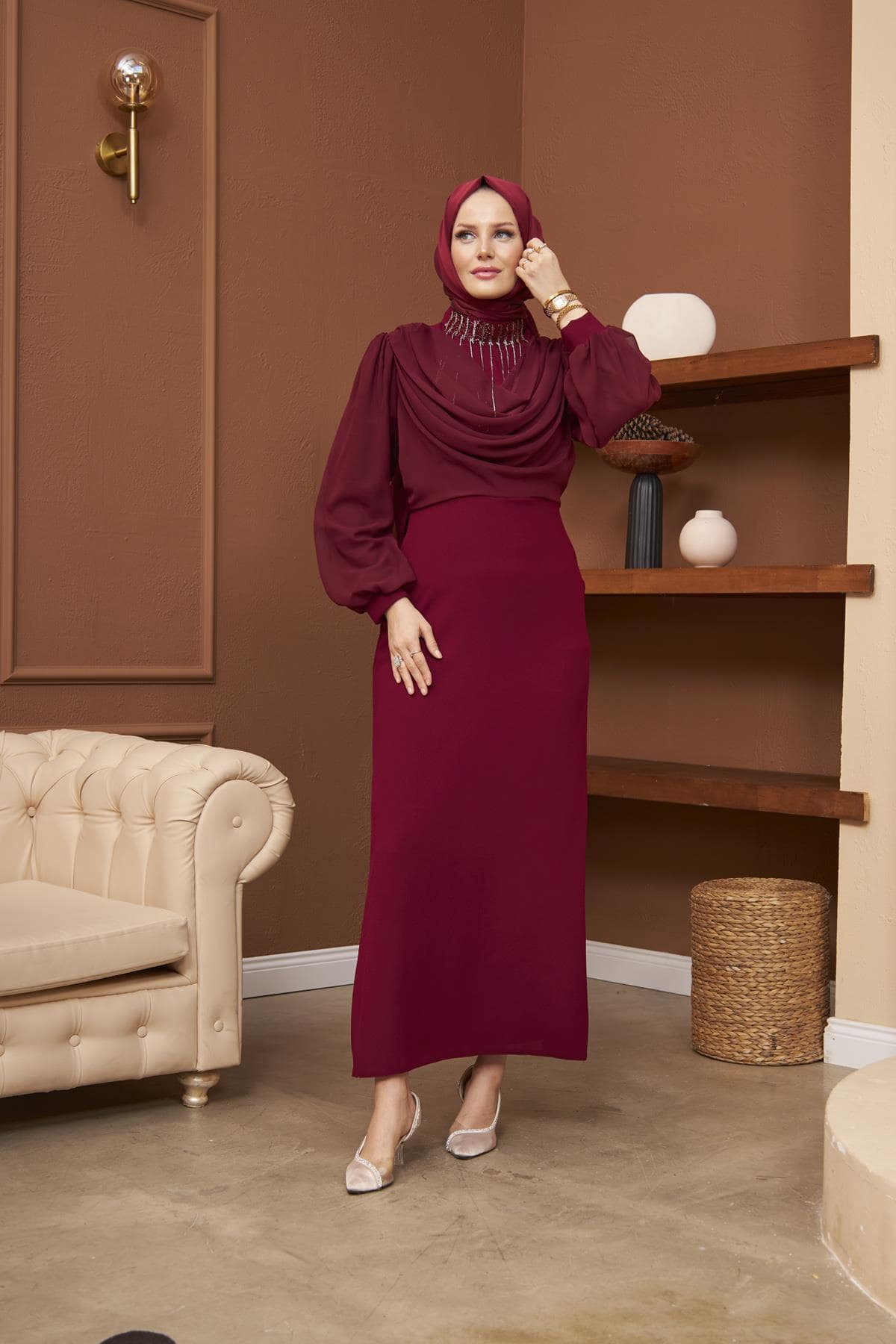 Anlässe damen maxikleid mit langen Ärmeln - kleopatramarkt