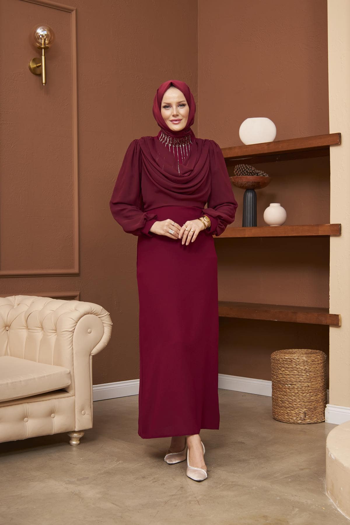 Anlässe damen maxikleid mit langen Ärmeln - kleopatramarkt