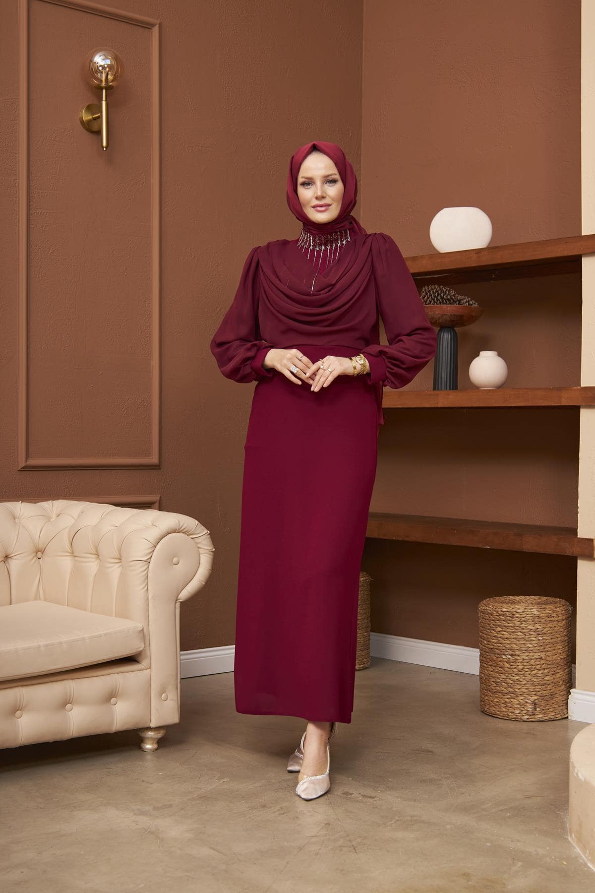 Anlässe damen maxikleid mit langen Ärmeln - kleopatramarkt