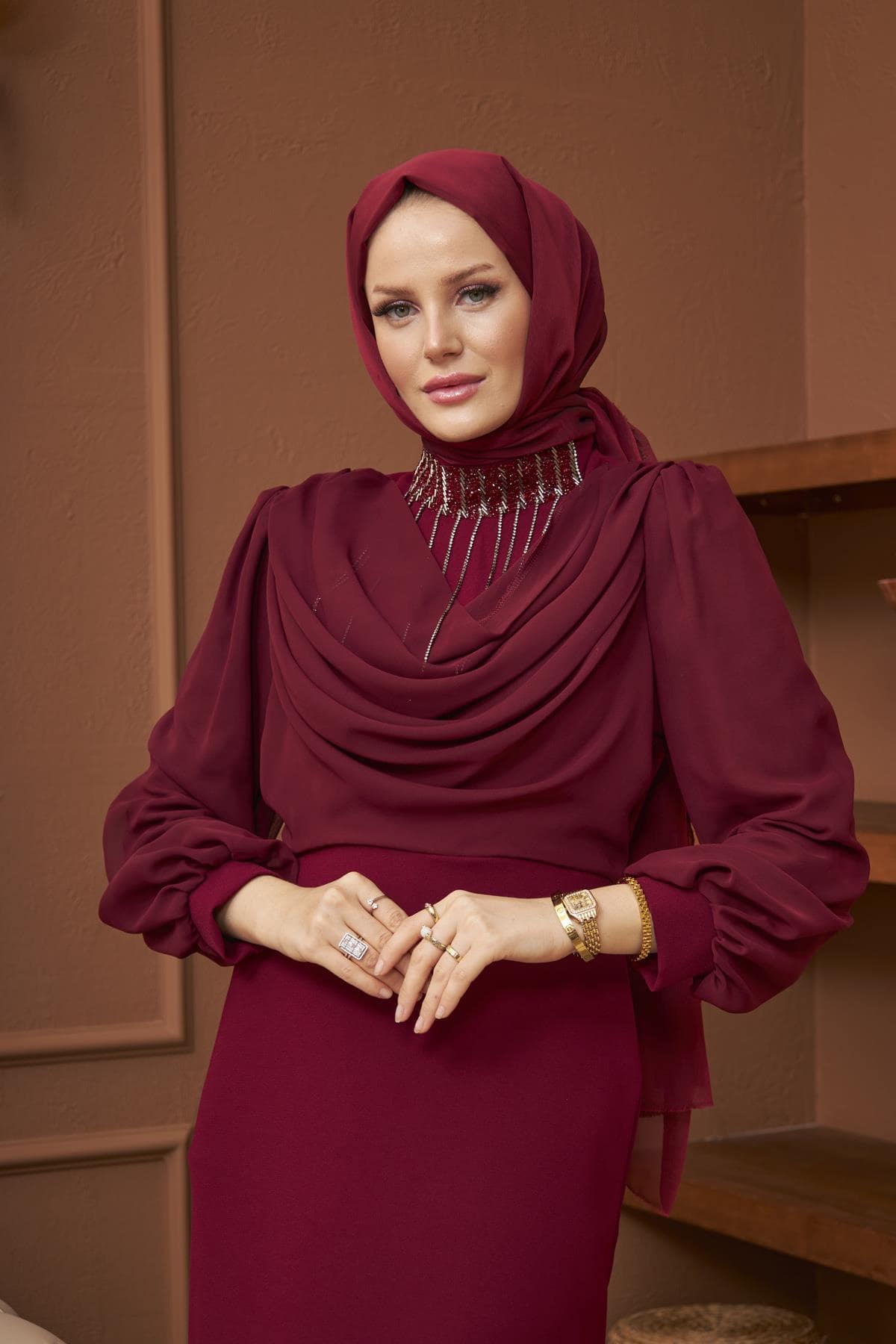 Anlässe damen maxikleid mit langen Ärmeln - kleopatramarkt
