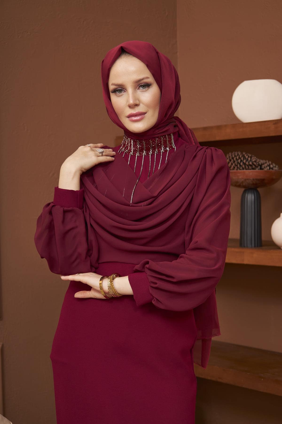 Anlässe damen maxikleid mit langen Ärmeln - kleopatramarkt