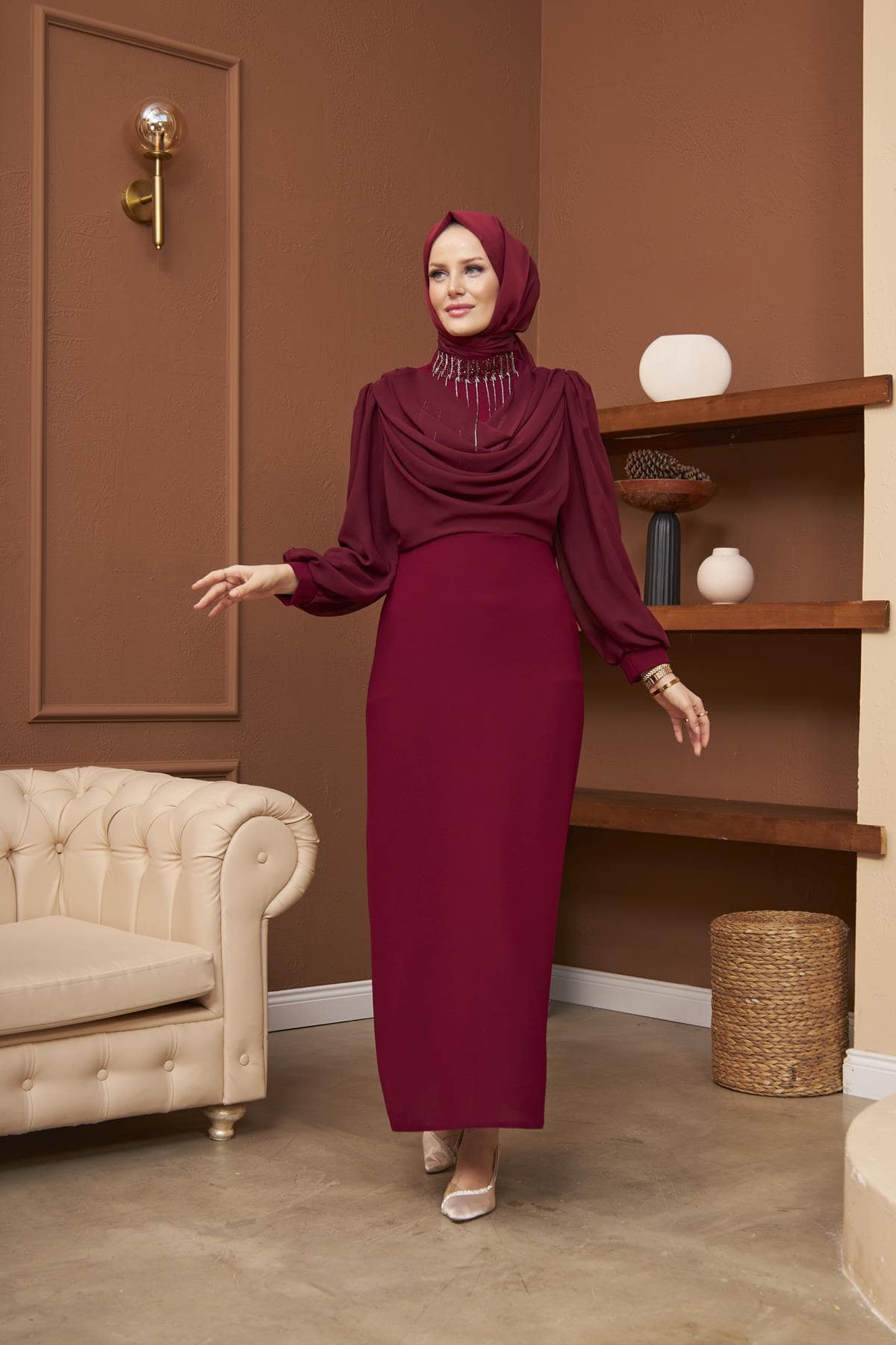 Anlässe damen maxikleid mit langen Ärmeln - kleopatramarkt