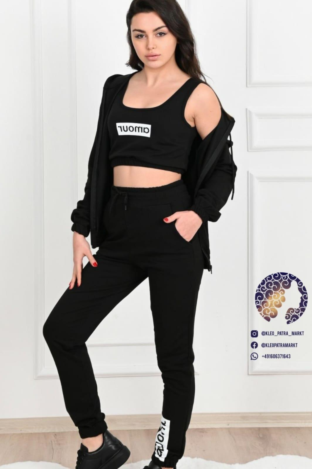 Baumwollset aus dreiteiliger Jacke, Pullover und Hose - kleopatramarkt