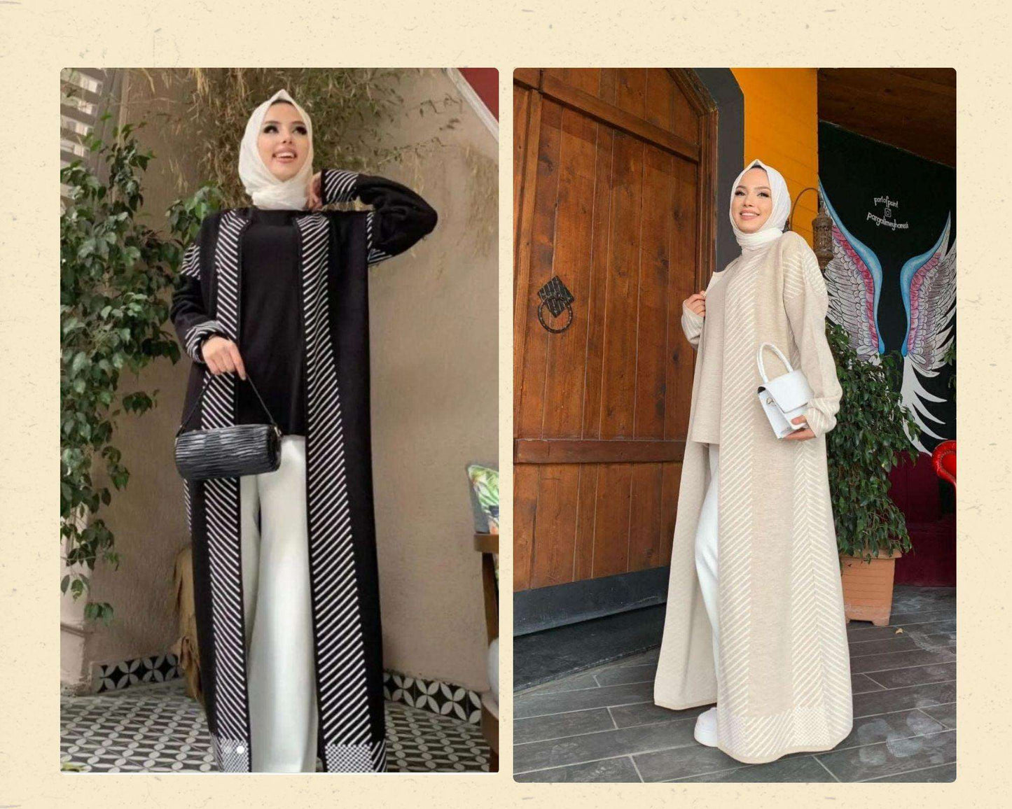 elegante dreiteiler anzug strick damen hijab outfit | loungewear set - kleopatramarkt