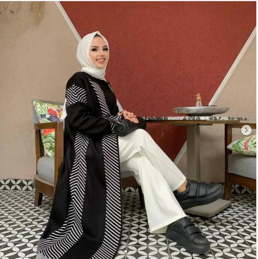 elegante dreiteiler anzug strick damen hijab outfit | loungewear set - kleopatramarkt