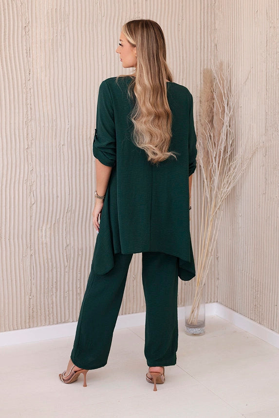 Zweiteiler lang Set - Bluse + Hose mit Kette
