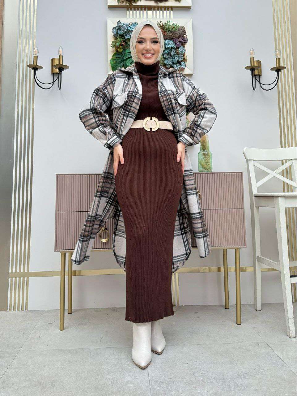 Strickkleid Winter Set | Hijab Kleidung