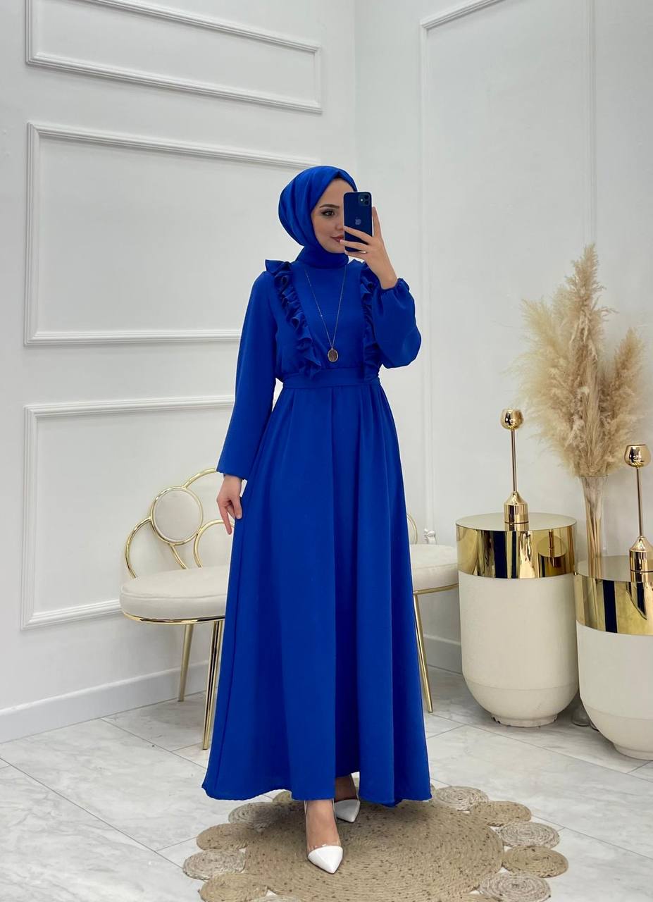 Lang kleid Langarm hochwertigem Ayrobin-Stoff