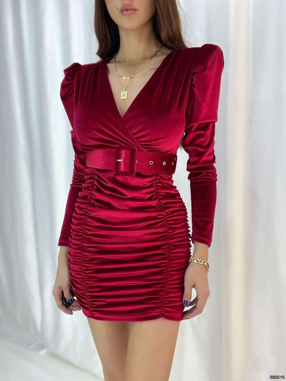 Samtkleid Damen V-Ausschnitt Samt kurzes Kleid mit langen Ärmeln Herbst Winter Samt Brautjungfernkleid Hochzeitskleid