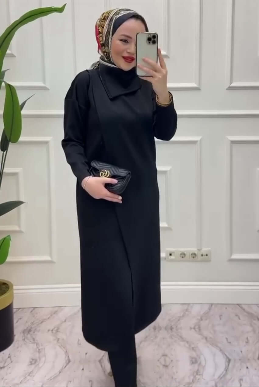 Hijab-Doppel-Scubaset Tunika-Set mit Hose