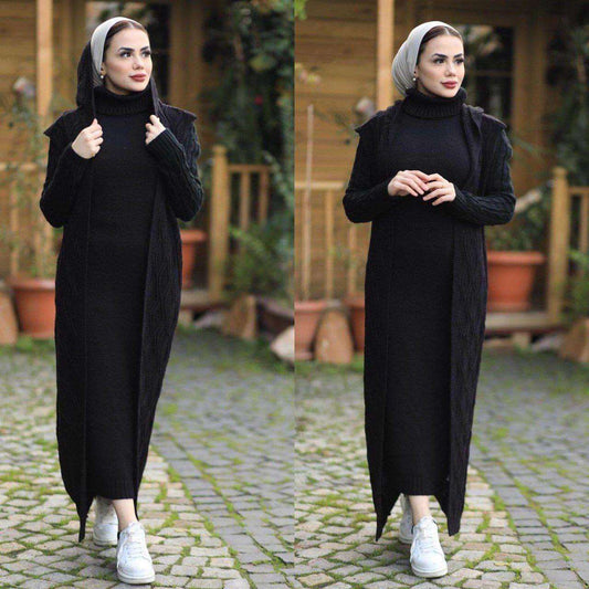 Jacke und Winterkleid schöner und eleganter Stoff ,muslimische Kleidung, Set, modernes Set, zeitgenössische Abaya & bescheidene Kleidung, Hijab-Kleidung, bescheidener Hijab. Hijab-Anzug, - kleopatramarkt