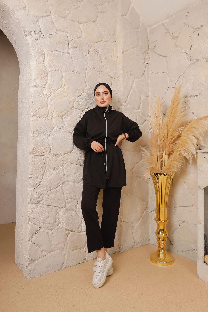 Ein zweiteiliges Set mit langen Ärmeln und einem Reißverschluss, Hijab Kleidung - kleopatramarkt