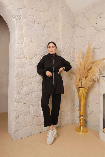 Ein zweiteiliges Set mit langen Ärmeln und einem Reißverschluss, Hijab Kleidung - kleopatramarkt