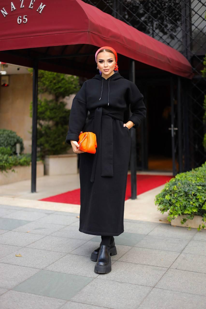 Maxi-Sweatshirt-Kleid, Winter-Maxi-Kleid, Rollkragen-Kleid, Plus-Size-Maxi-Kleid, langes Winterkleid ,muslimische Kleidung, Set, modernes Set, zeitgenössische Abaya & bescheidene Kleidung, Hijab-Kleidung, bescheidener Hijab. Hijab-Anzug, - kleopatramarkt